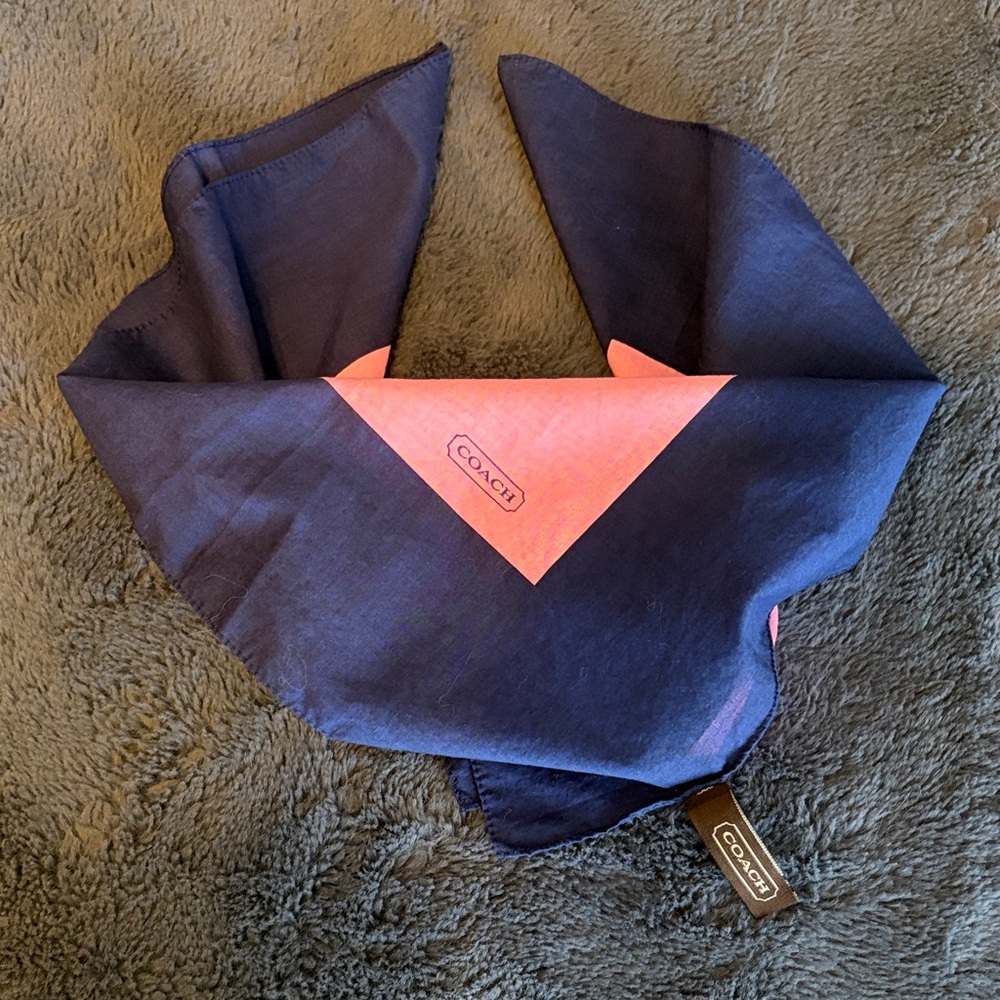 Vintage Coach Navy and Pink Square Scarf - Picture 4 of 4